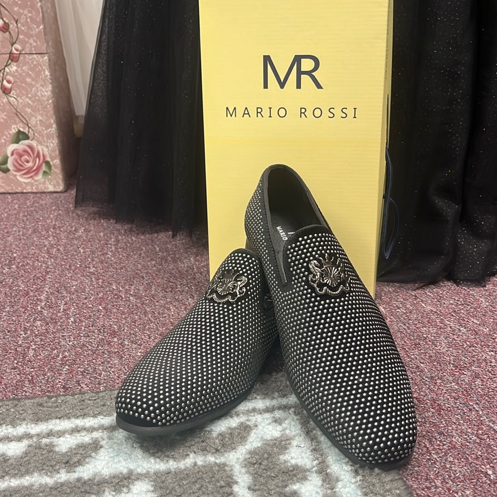Men’s black studded slip on shoes